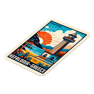 vintage kefalonia greece travel souvenirs magnet