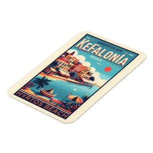 vintage kefalonia greece travel souvenirs magnet