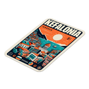 Vintage kefalonia greece travel souvenirs magnet