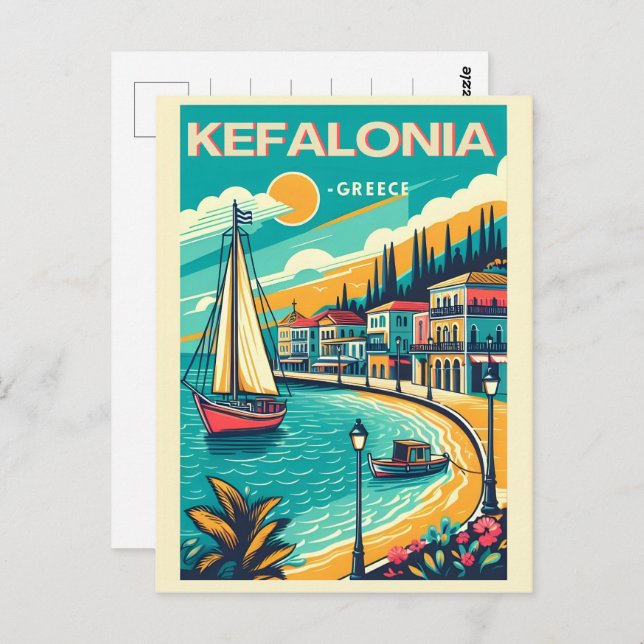 vintage kefalonia greece travel souvenirs postcard (Front/Back)