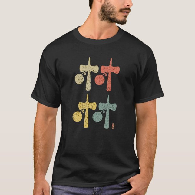 Vintage Kendama In Retro Colours, Spirit Of Kendam T-Shirt (Front)
