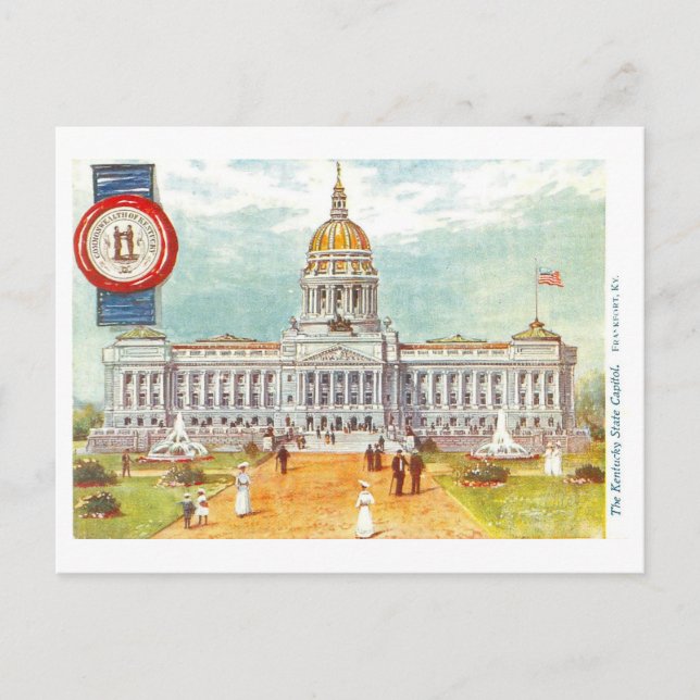 Vintage Kentucky Capitol with Seal Postcard (Front)