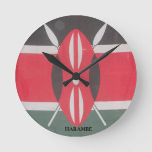 Vintage Kenya Flag Harambe Design Round Clock
