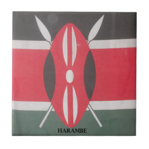 Vintage Kenya Flag Harambe Design Tile