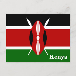Vintage Kenya Flag Travel Tourism Postcard