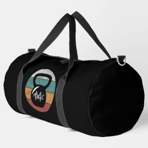 Vintage kettlebell custom monogram name initial duffle bag