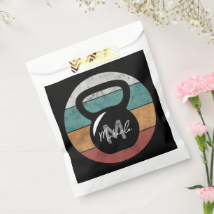 Vintage kettlebell custom monogram name initial favour bag