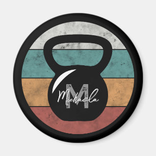 Vintage kettlebell custom monogram name initial magnet