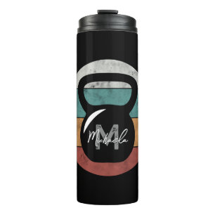Vintage kettlebell custom monogram name initial thermal tumbler