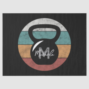 Vintage kettlebell custom monogram name initial tissue paper