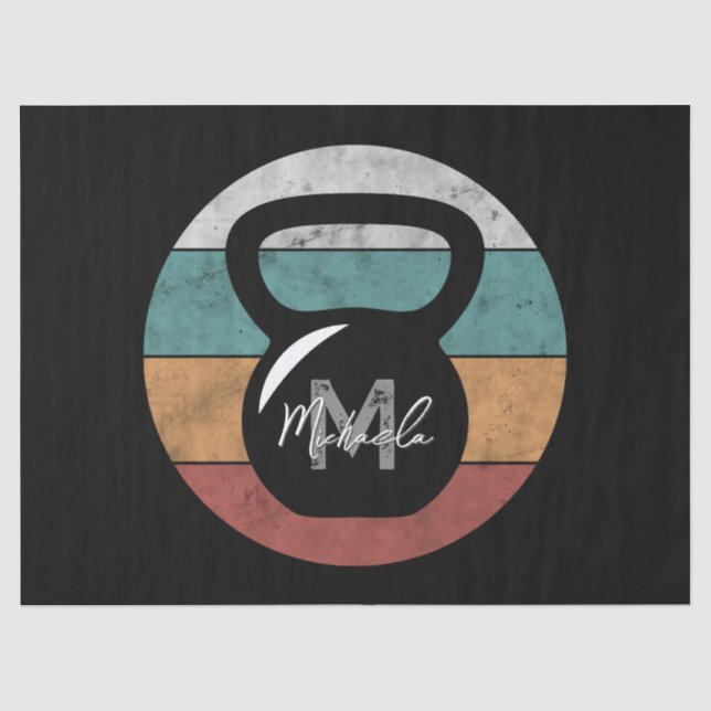 Vintage kettlebell custom monogram name initial tissue paper (Front)