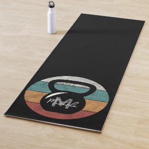 Vintage kettlebell custom monogram name initial yoga mat