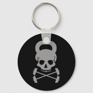 Vintage Kettlebell Fitness Skull Designer Workout Key Ring