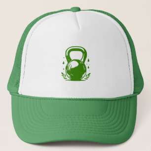 Vintage Kettlebell Laurel Wreath Gym Forest Green Trucker Hat