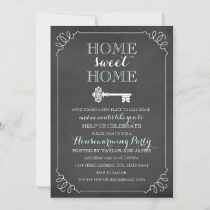 Vintage Key Chalkboard Housewarming Invitation