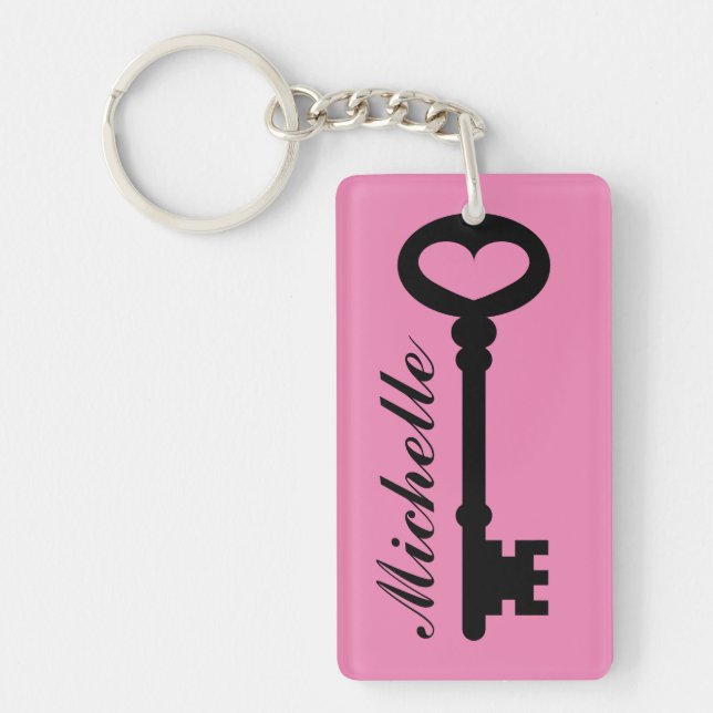 Vintage key keychains with custom name and colour (Front)