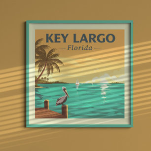 Vintage Key Largo Florida Poster
