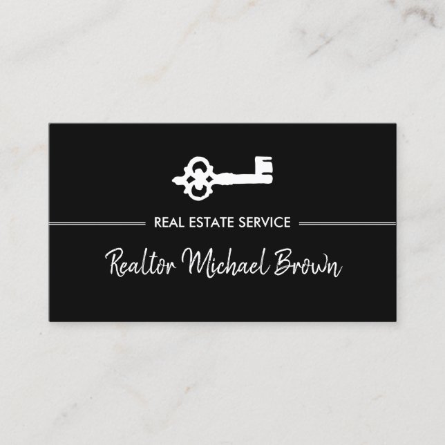 Vintage Key Real Estate qr code Business Card (Front)