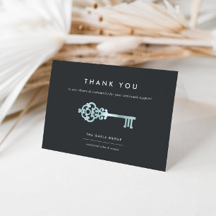 Vintage Key   Realtor or Real Estate Business Thank You Card
