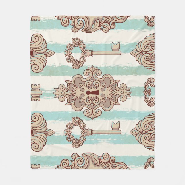 Vintage keys, locks: freehand pattern. fleece blanket (Front)