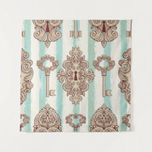 Vintage keys, locks: freehand pattern. tapestry