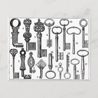 Vintage Keys Postcard