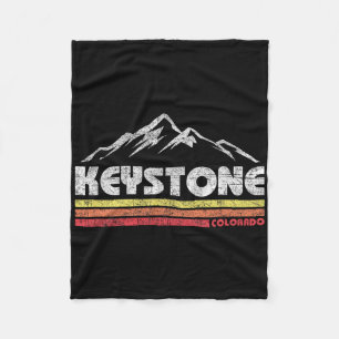 Vintage Keystone Colorado Retro Mountain Bike Skii Fleece Blanket