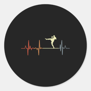 Vintage Kickboxing Heartbeat Kickboxer Heart Rate  Classic Round Sticker