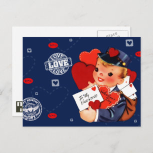Vintage Kid Postman Valentine's Day Postcards
