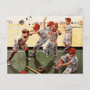 Vintage Kids Baseball Postcard