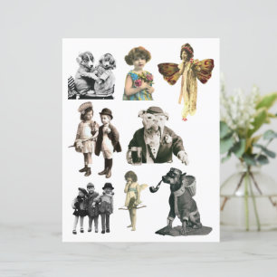 Vintage Kids & Dogs Fussy Cuts Scrapbooking Paper