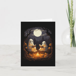 Vintage Kids Halloween Camping Reading Teacher Boo Card