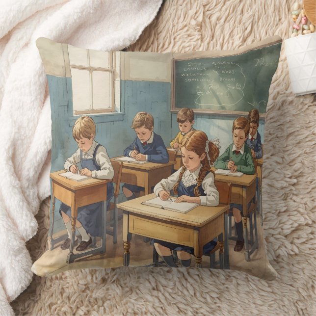 Vintage Kids in School Cushion (Blanket)