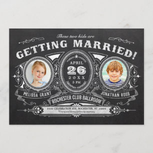 Vintage Kids Photo Wedding Invitations Chalkboard