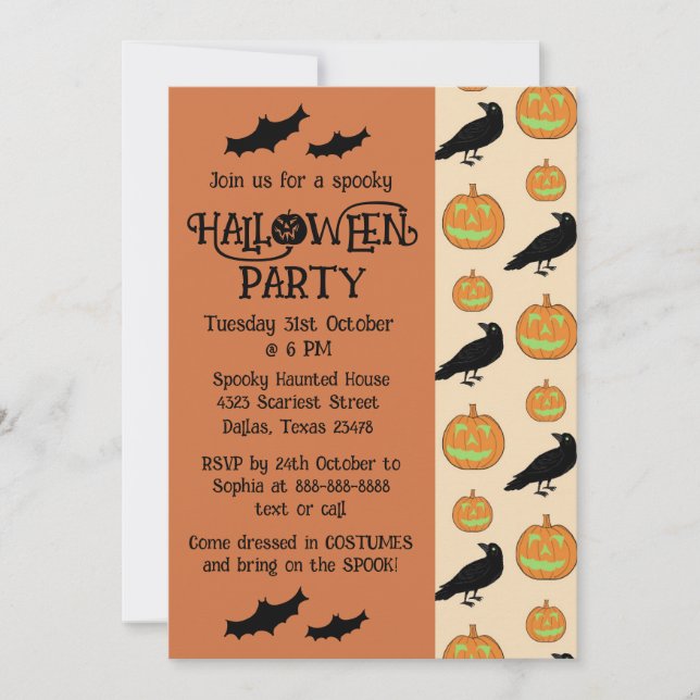 Vintage kids pumpkin Halloween party Invitation (Front)
