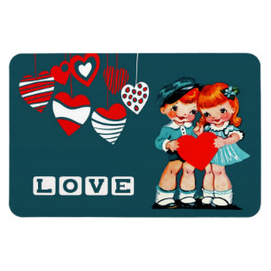 Vintage Kids Valentine's Day Gift Magnets
