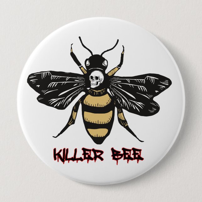 Vintage killer bee drawing 10 cm round badge (Front)