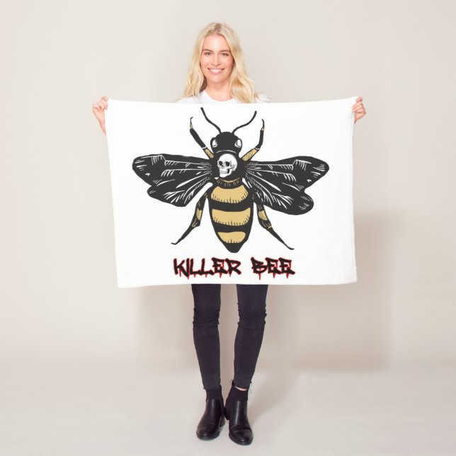 Vintage killer bee drawing  fleece blanket (In Situ)