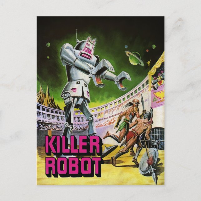 Vintage Killer Robot Postcard (Front)