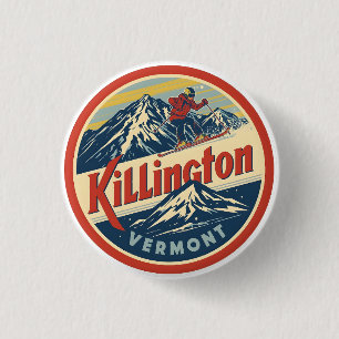 Vintage KILLINGTON Vermont Ski resort mountains 3 Cm Round Badge