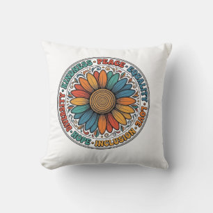 Vintage Kindness Peace Equality Flower Shirt_1 Cushion