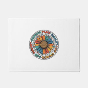 Vintage Kindness Peace Equality Flower Shirt_1 Doormat