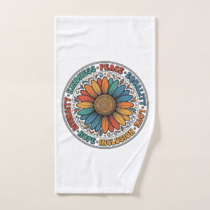 Vintage Kindness Peace Equality Flower Shirt_1 Hand Towel