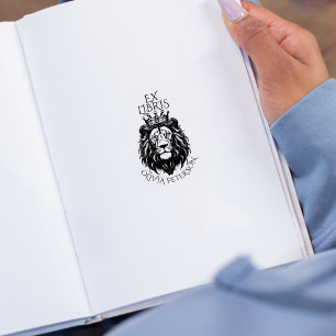 Vintage King Lion Ex Libris Library Book Rubber Stamp