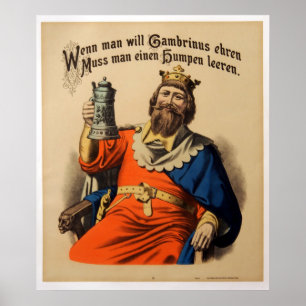 Vintage King on Throne with Stein Beer Poster