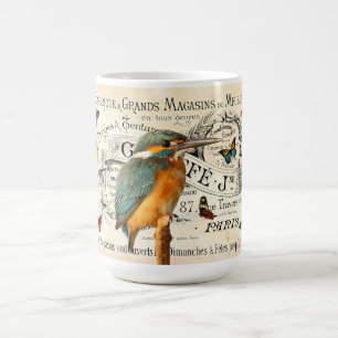 Vintage Kingfisher & Butterflies French Ad Coffee Mug