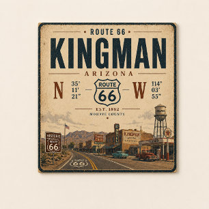 Vintage Kingman Route 66 Postcard Art