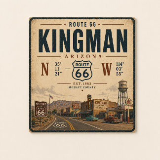 Vintage Kingman Route 66 Postcard Art
