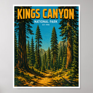 Vintage Kings Canyon National Park Travel Poster