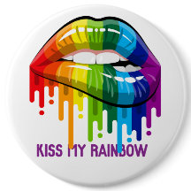 Vintage Kiss My Rainbow Lips Button